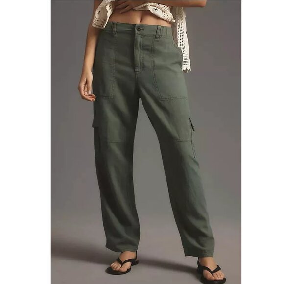 Anthropologie Pants - Anthropologie Pilcro Slim Linen Beach Cargo Pants Green M